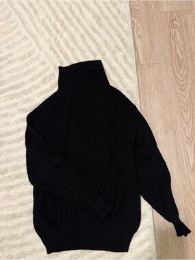 Wilfred Black Ribbed Turtleneck Sweater